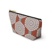 Lace Hexagon Accessory Pouch w T-bottom in Orange